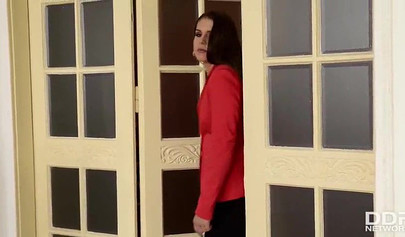 Boss lady Brandy fucks her employee Tina Hot's ass with a toy