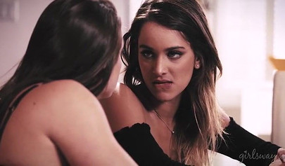 Busty boss lady Abigail Mac gives oral pleasure to her secretary Uma Jolie
