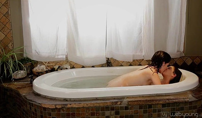 Cute lesbian couple enjoys oral sex in the bathroom
