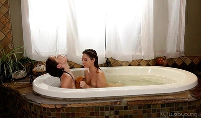 Cute lesbian couple enjoys oral sex in the bathroom