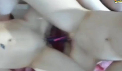 Bunch of slutty lesbians strip and fuck in their homemade orgy