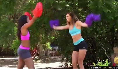 Cute cheerleader give each other oral pleasure in an IR sixty-niner