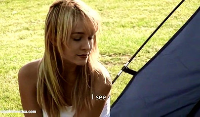 Naughty lesbians get down and dirty while camping