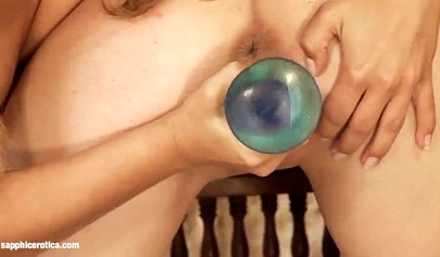 Astonishing lesbian trio fucking sex toys outdoors