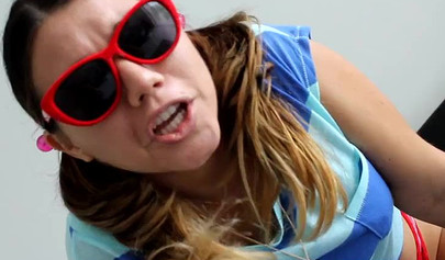 Badass teen spanks a sexy MILF's ass and makes her worship her feet