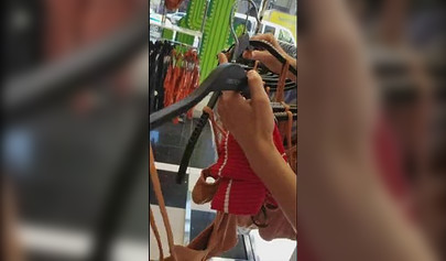 Las novias lesbianas Lana Rhoades y Riley Reid se divierten en el probador.