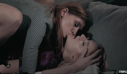 Rossy Bush & Bree Haze practice a strap-on sex in a dark room