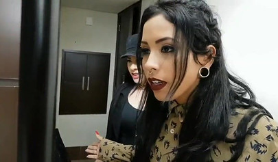 Naughty brunettes dominate their submissive girlfriend