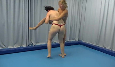Busty MILFs in sexy panties take part in a sweaty wrestling
