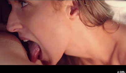 Seductive waitress having sex with a lesbian client