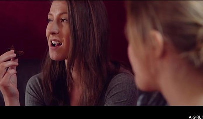 Seductive waitress having sex with a lesbian client