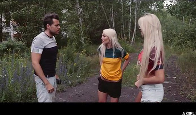 Sexy blonde babes love football and lesbian sex