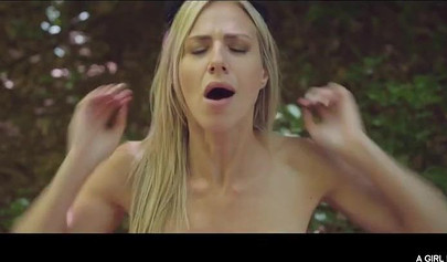 Passionate lesbian love with sensual blondes in the forest