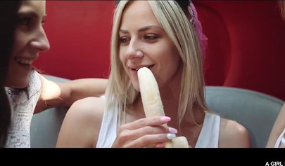 Lesbian babes are having a wild time in a limo together