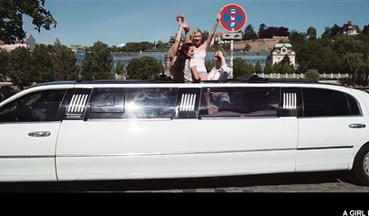 Lesbian babes are having a wild time in a limo together