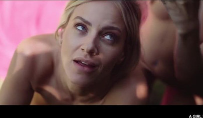 A hot moment of sweet lesbian passion in the forest