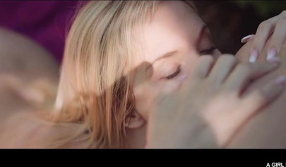 A hot moment of sweet lesbian passion in the forest