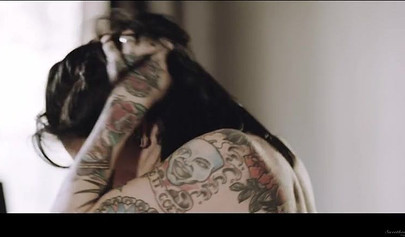 Blonde lesbian enjoying sex with her brunette girlfriend