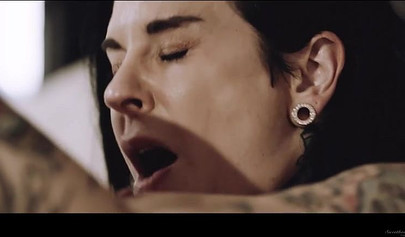 Tattooed lesbo babe licking her GF's muff and enjoying it