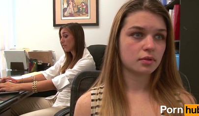 Horny lesbian girls facesitting and tribbing in the office