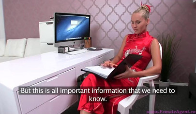 Slutty babe in a red dress fucks a nice blonde with a vibrator