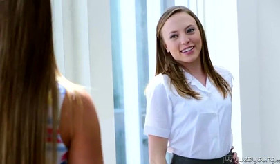 Sweet pornstars take part in a hot foursome on the couch