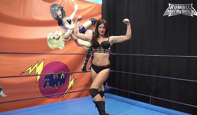 Blonde vs brunette - woman wrestling with beauties