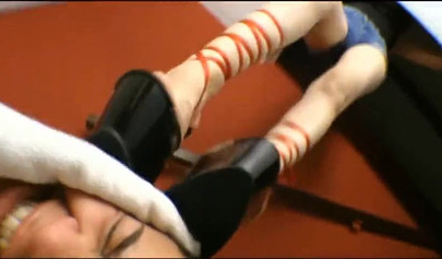 Passionate girls practice trampling with toes licking