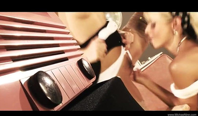 Pin up babes get horny and play with a dildo