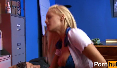 Teacher punishes naughty schoolgirl with a strap-on