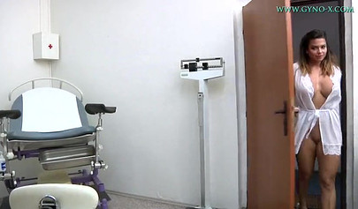 Big-boobed whore are ready for pussy examination