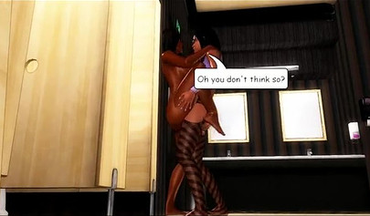 3D ebony whore enjoy tribbing with her horny girlfriend