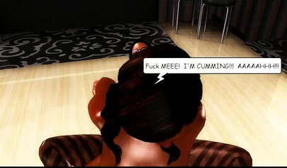 3D ebony whore enjoy tribbing with her horny girlfriend