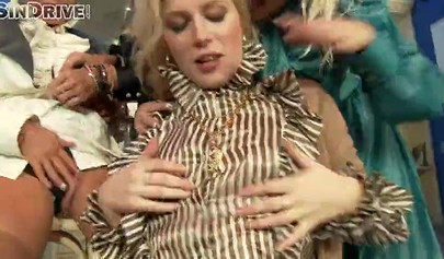 Awesome babes take part in a crazy orgy with a depraved dude