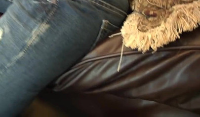 Redhead babe and nice brunette enjoy licking toes on the couch