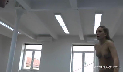 Beautiful girls in shiny panties take part in a catfight