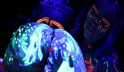 Abigail Mac & Ava Addams having fun at a neon sex party