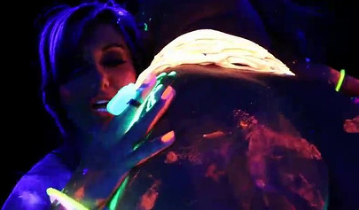 Abigail Mac & Ava Addams having fun at a neon sex party