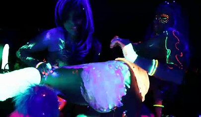 Abigail Mac & Ava Addams having fun at a neon sex party