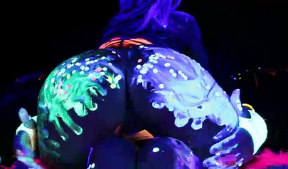 Abigail Mac & Ava Addams having fun at a neon sex party