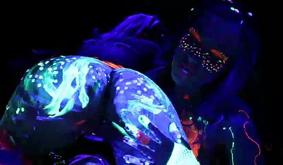 Abigail Mac & Ava Addams having fun at a neon sex party