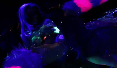 Abigail Mac & Ava Addams having fun at a neon sex party