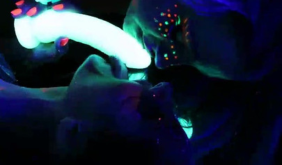 Abigail Mac & Ava Addams having fun at a neon sex party