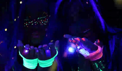 Abigail Mac & Ava Addams having fun at a neon sex party