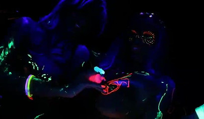 Abigail Mac & Ava Addams having fun at a neon sex party
