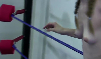 Amazing naked girls fighting with a purple dildo in the ring