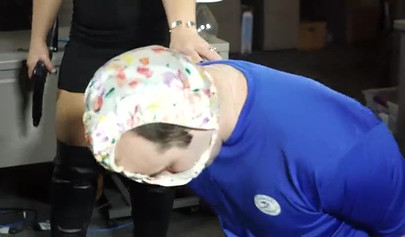 Tied up couple was punished by two horny MILFs in the office