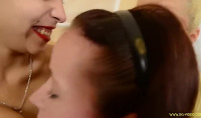 Three young lesbians enjoy pissing and foot fetish