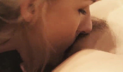 Lucy Heart and Vicky Love enjoying romantic sex on the bed