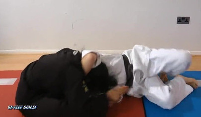 Japanese lady shows blonde babe karate techniques